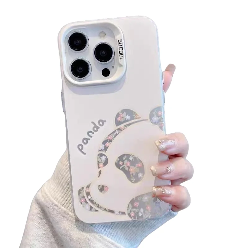 

Чехол для телефона с цветочным принтом и пандой для iPhone 16, 15, 14, Plus, 13, 12, 11 Pro Max, полное покрытие