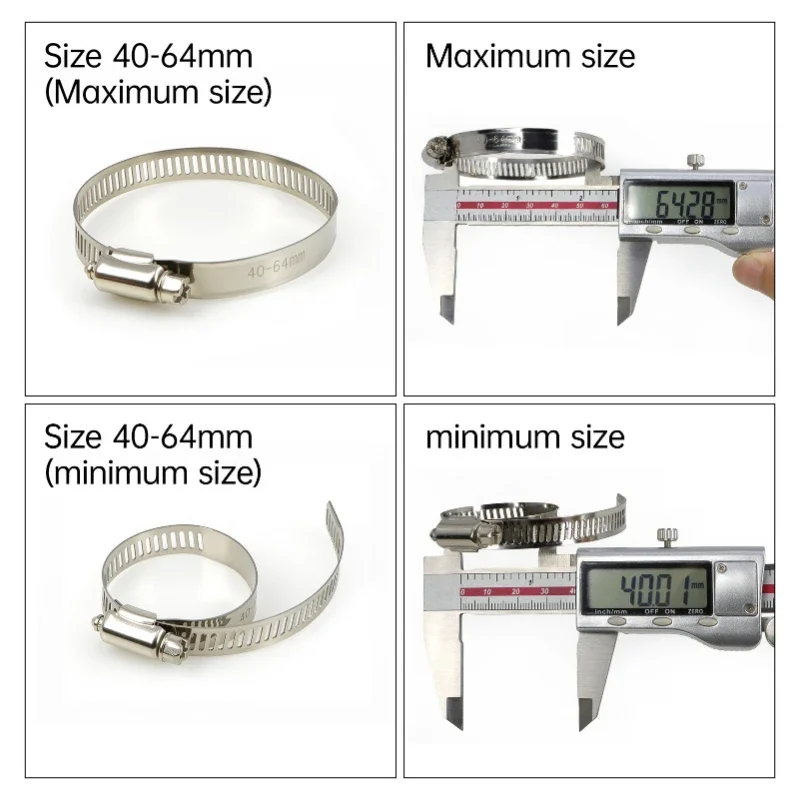 Adjustable Hose Clamps 8/10/13/16/18/21/27 - 120mm Plated Stainless Steel Radiator Hose Clamp Car Fuel Line Clamps for Plumbing