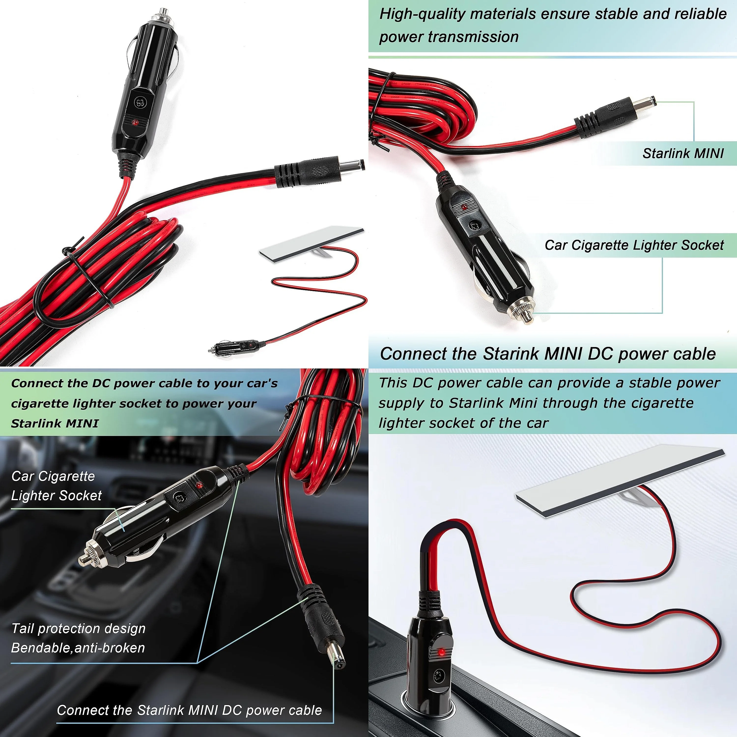 Star Chain Power DC Cable Star Chain Mini Cable Stable Power Supply Through Car Cigarette Lighter Socket Star Chain V3 Cable