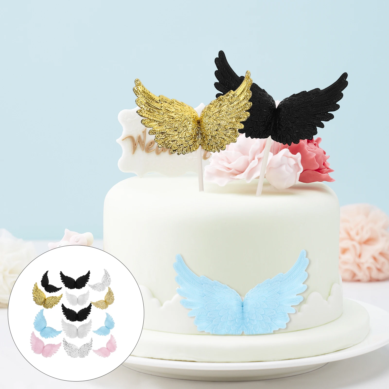 

30Pcs Cake Topper Wings Plastic Angel Wings Decoration DIY Crafts Making Dessert Wing Props Cake Decor Supplies