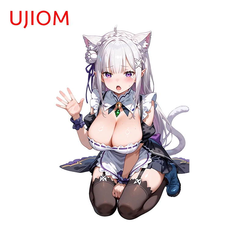 UJIOM 13cm × 8.9cm Kitten Emilia Anime Wall Stickers Attractive Furry Girl Pattern Decals Personality Air Conditioner Decor