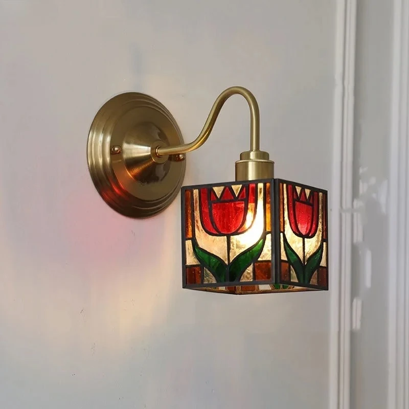 Colorful Cube LED Wall Lamps Reading Living Dining Room Glass Lampshade Retro Vintage Bathroom Vanity Mirror Adorn Wall Sconces