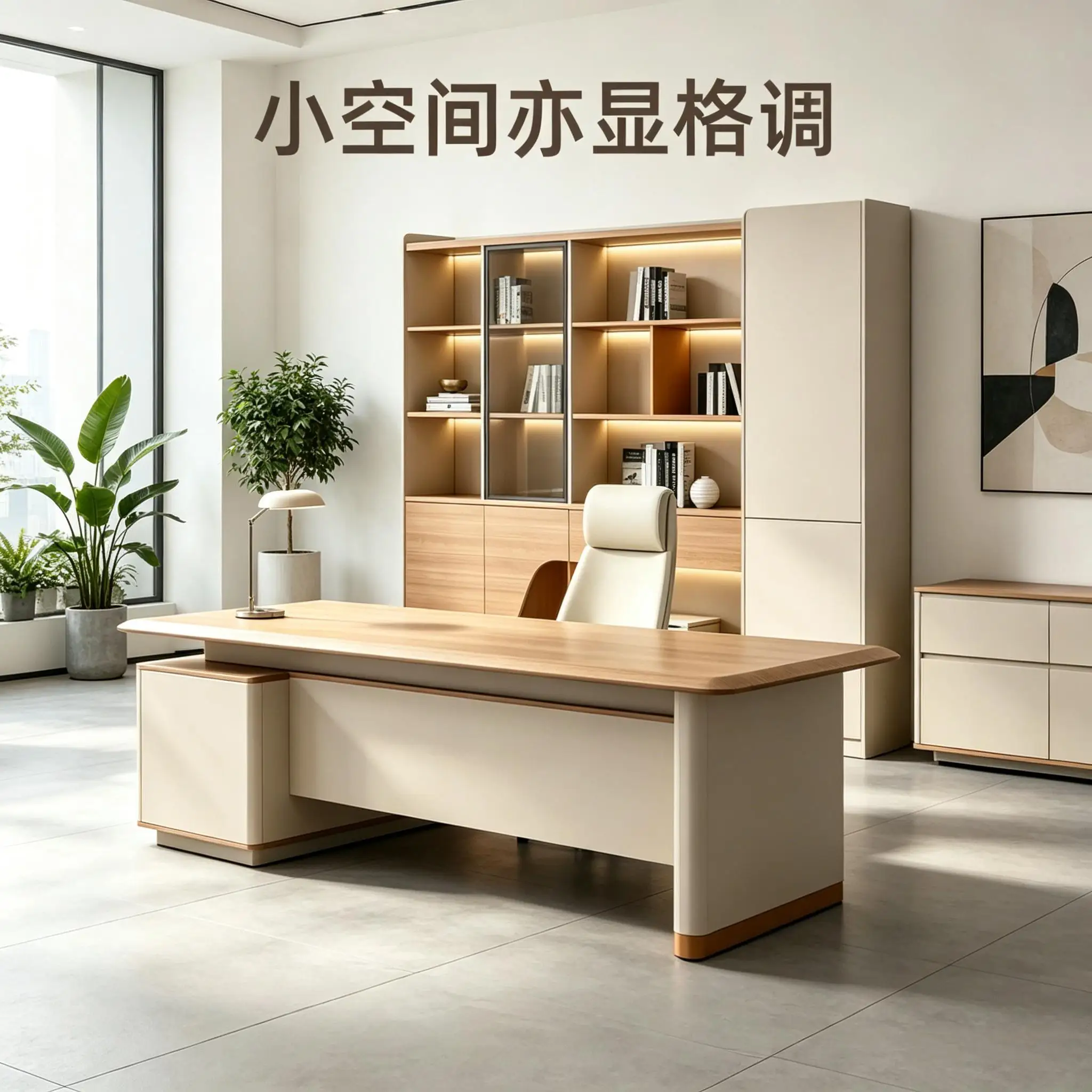 Small space boss table manager business office light luxury cream style table and chair combination