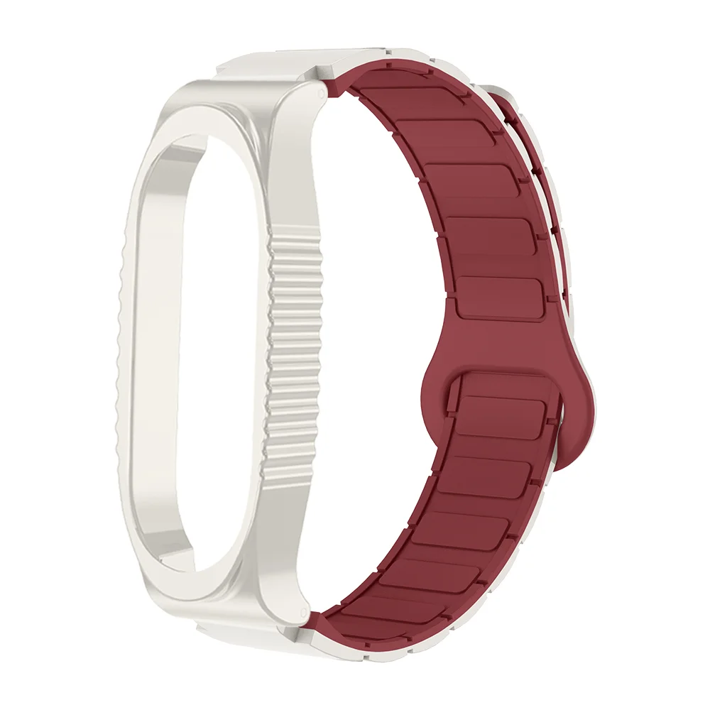 

12mm Magnetic Watch Strap For Xiaomi Band 3/4/5/6/7 L-shaped Loop Quick Release Breathable Silicone Smartwatch Band Men Women