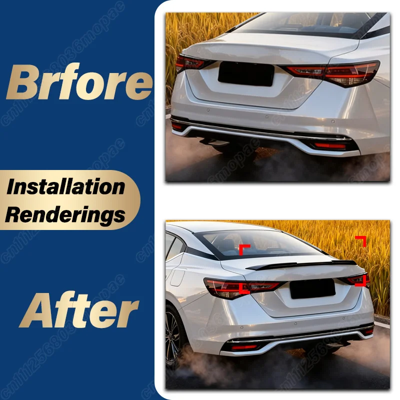 For Nissan Sylphy 2020 2021 2022 2023 No-drill Lossless Rear Trunk Spoiler Car Fixed Wing Tail Spoiler Body Modification Kit