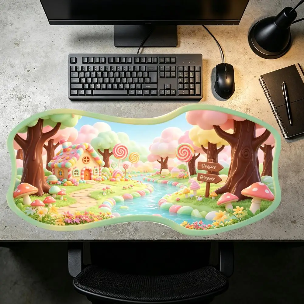 Candy Cartoon Forest Creative Mouse Pad Smooth Cloth Surface Special Shaped For Kids Bedroom Desk Decor
