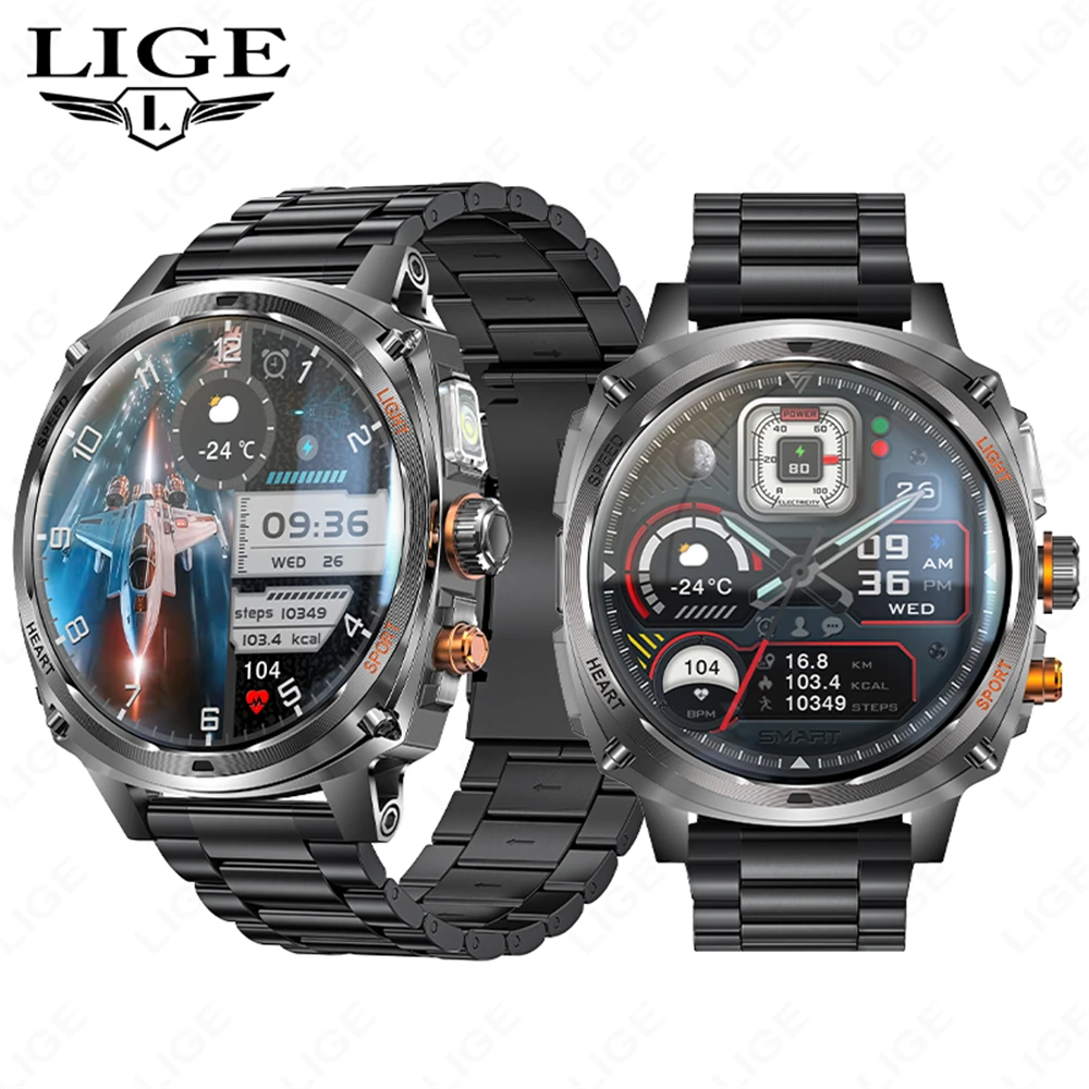 

LIGE 2025 New 800mAh Bluetooth Call Smart Watch Men Sport Fitness Watches 1.75" HD Heart Rate Monitor Waterproof Smartwatch Male