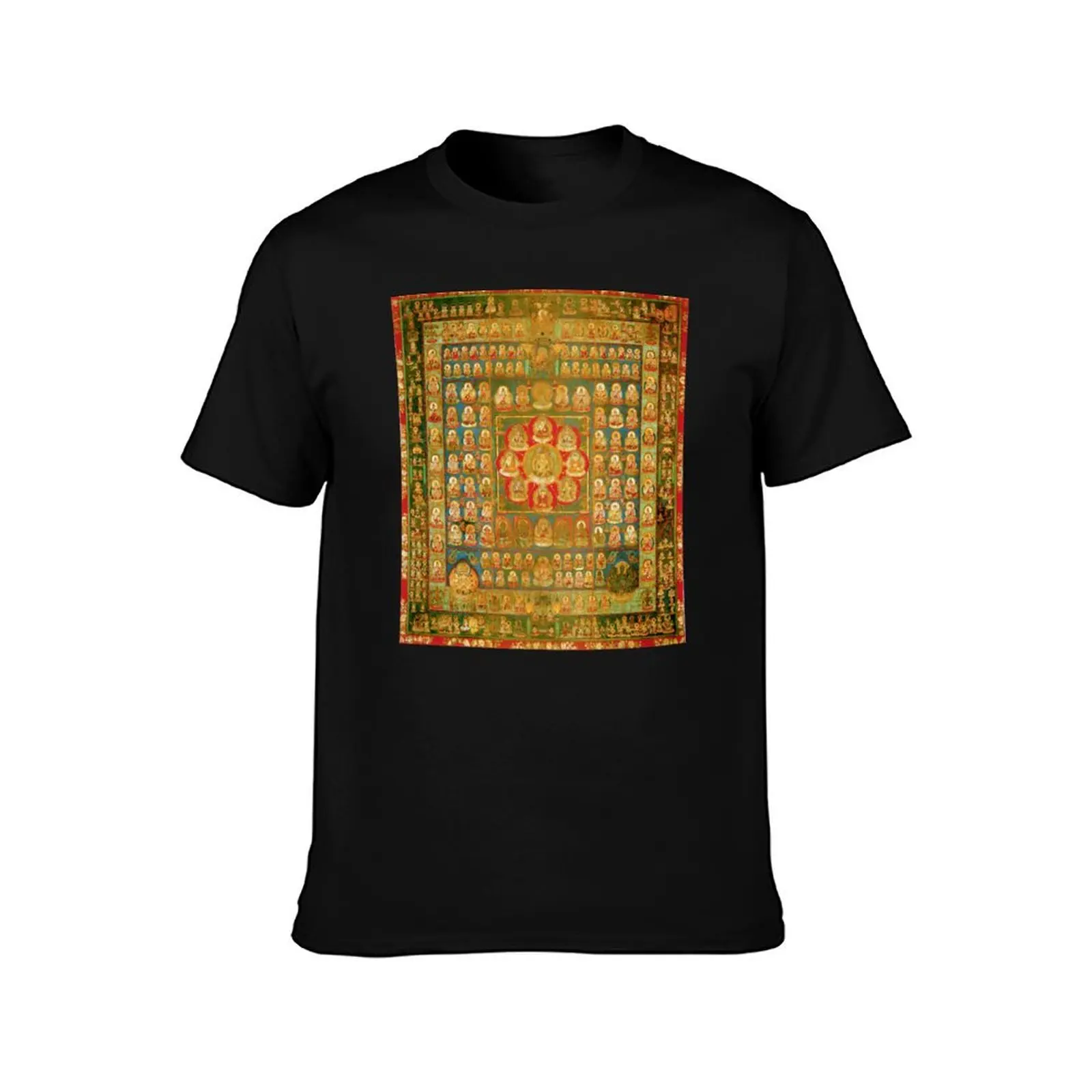 Womb Realm mandala. Shingon tantric buddhist tapestry T-Shirt Fashion Casual Short Sleeve Top