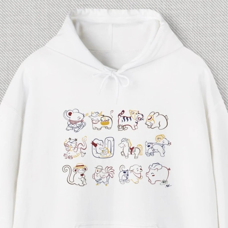 Felpa con cappuccio Capodanno cinese 2026, Anno lunare del cavallo Cavallo zodiacale con oroscopo cinese con cappuccio, unisex, regalo di cavallo di campagna da cowboy