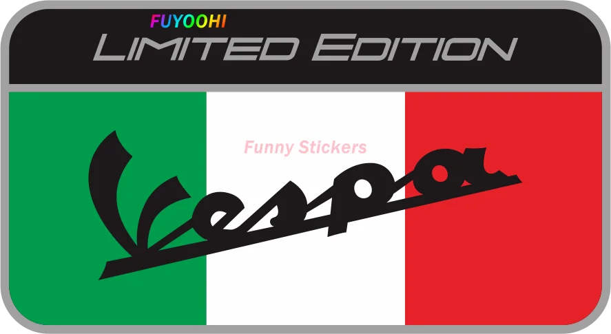 FUYOOHI – autocollants Play, étiquette de voiture créative et étanche, pour Logo Vespa + drapeau de Moto d\'italie