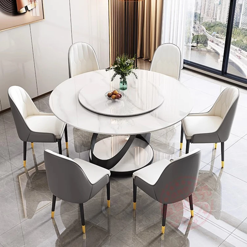 Italian Minimalist Dining Table Luxury Nordic Vintage Round Dining Table Modern White Juegos De Comedor Kitchen Furniture