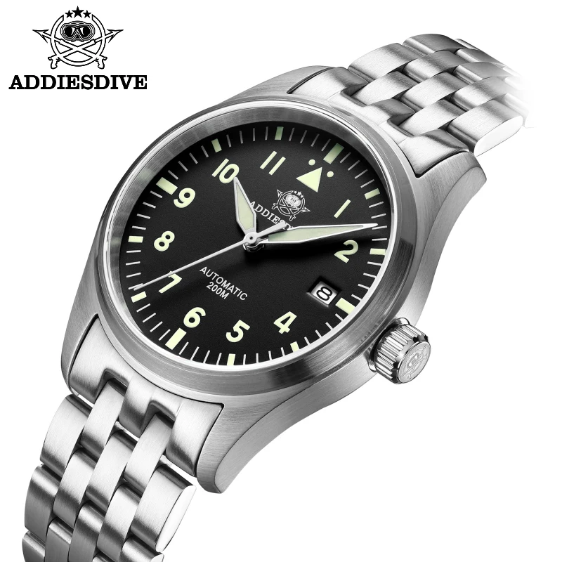 ADDIESDIVE-Montre de Luxe Mécanique et existent pour Homme, Montre Fluorescente Étanche NH35A SION L en Acier Inoxydable