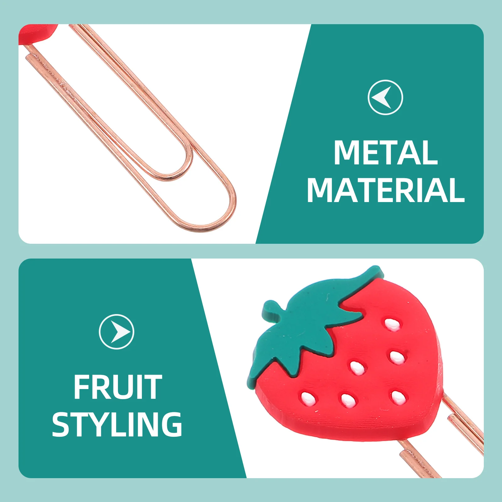 20 шт., закладки с клубникой, металлические скрепки из ПВХ, креативные цветные канцелярские товары для файлов, фотографий, заметок, декоративный файл