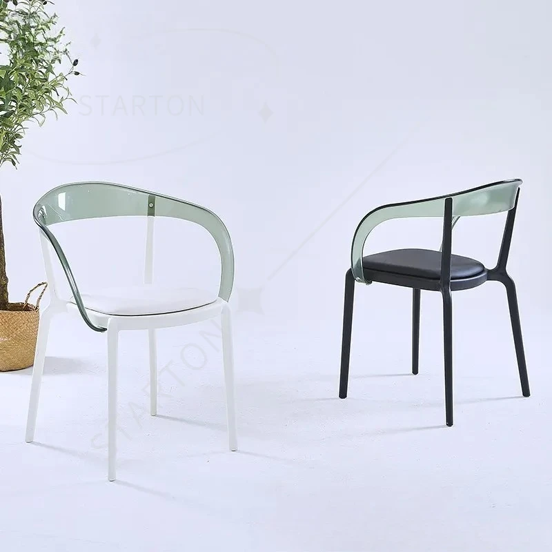 Nordic Transparent Creative Simple Plastic Dining Chair Designer Home Backrest Dining Chair Acrylic Popular Armchair