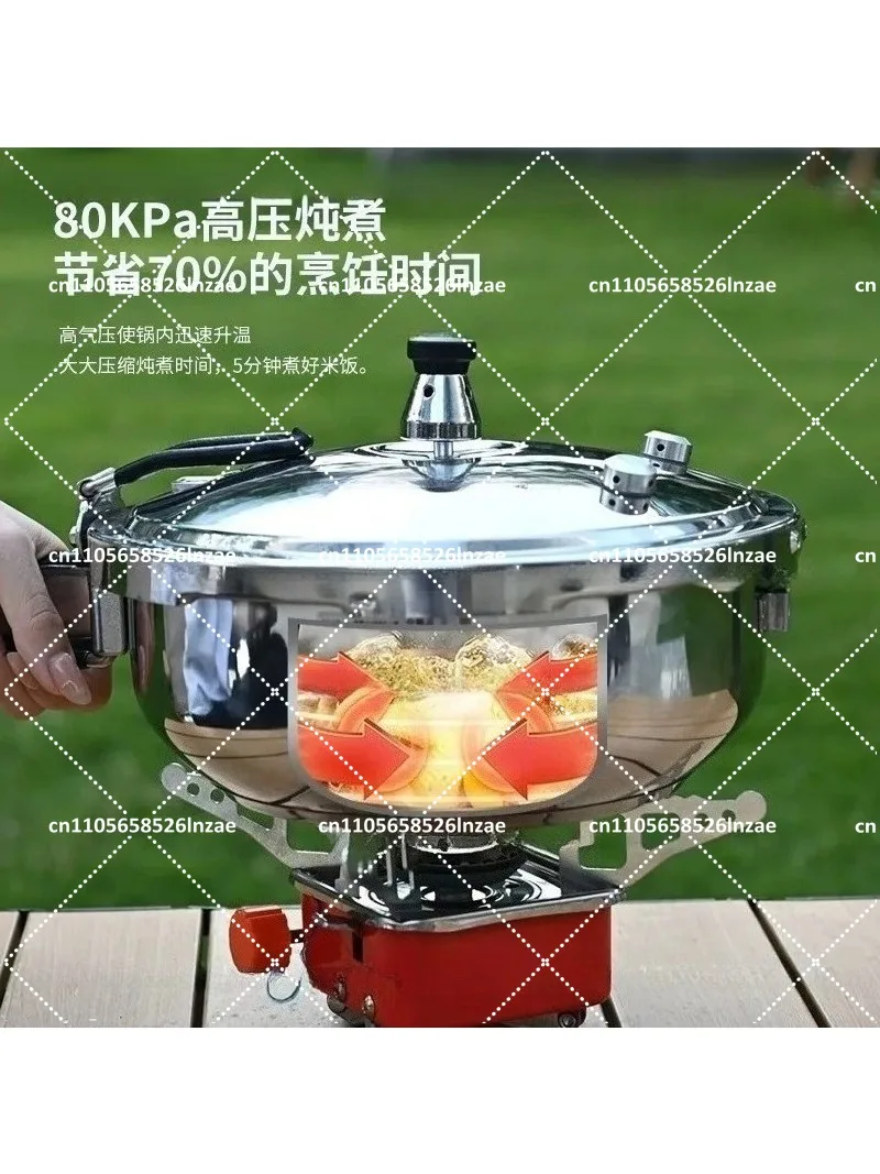 Camping Pressure Cooker Stainless Steel Cooking Pot with Valve Safeguard for Canning and Outdoor Meals