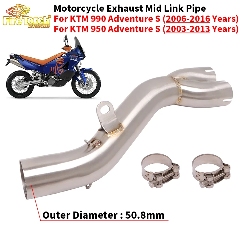 

Slip On For KTM 950 Adventure s 2003 - 2013 KTM 990 Adventure s 2006-2016 Motorcycle Exhaust Escape Muffler Modify Mid Link Pipe