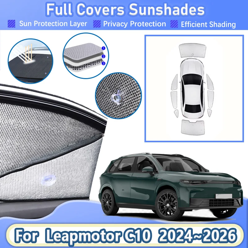 

For Leapmotor C10 Accessories 2024 2025 2026 Car Full Coverage Sunshades UV Protection Reflector Auto Sunshade Car Accessories