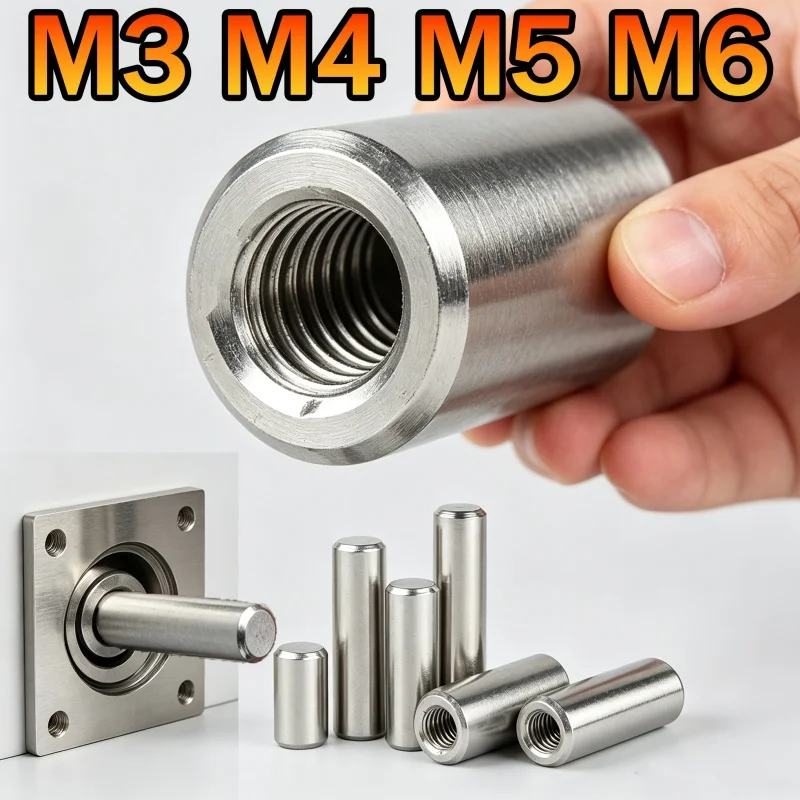 2/5/10pcs M3 M4 M5 M6 GB120 304 Stainless Steel Molding Embedded Internal Thread Bearing Cylindrical Roll Blind Dowel Pin