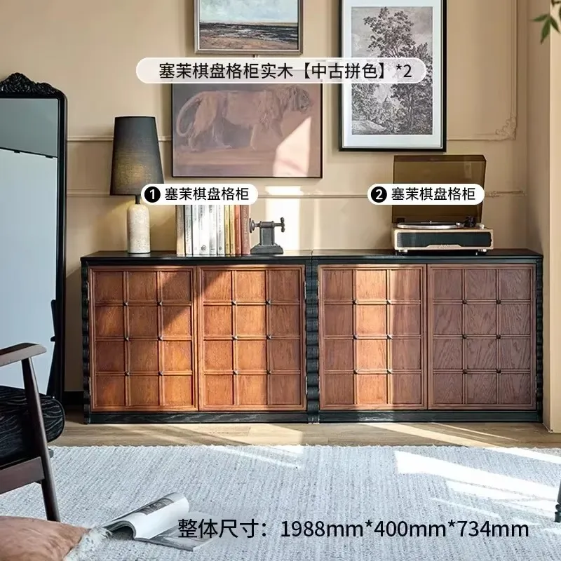 GZ-15 Qiqiao Cabinet Medieval Solid Wood TV Cabinet Display Module Combination Storage Floor