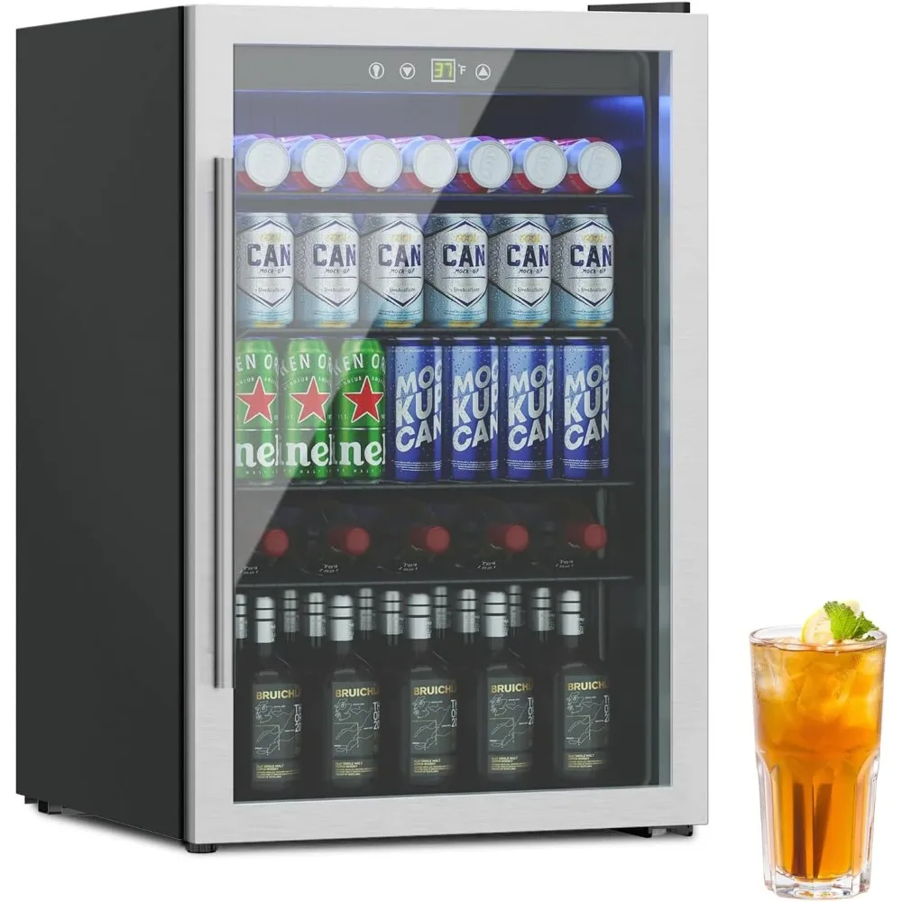 

Beverage Refrigerator, 4.5 Cubic Feet/145 Can Fridge for Soda Beer or Wine with Adjustable Shelve & LED Display