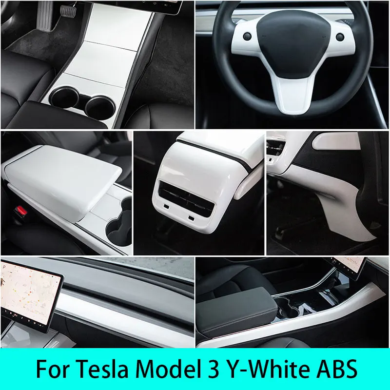 Para Tesla Model 3(2016-2023) modelo Y 2020-2024 tablero de consola central cubierta de salida de ventilación trasera pegatina ABSTrim antisuciedad