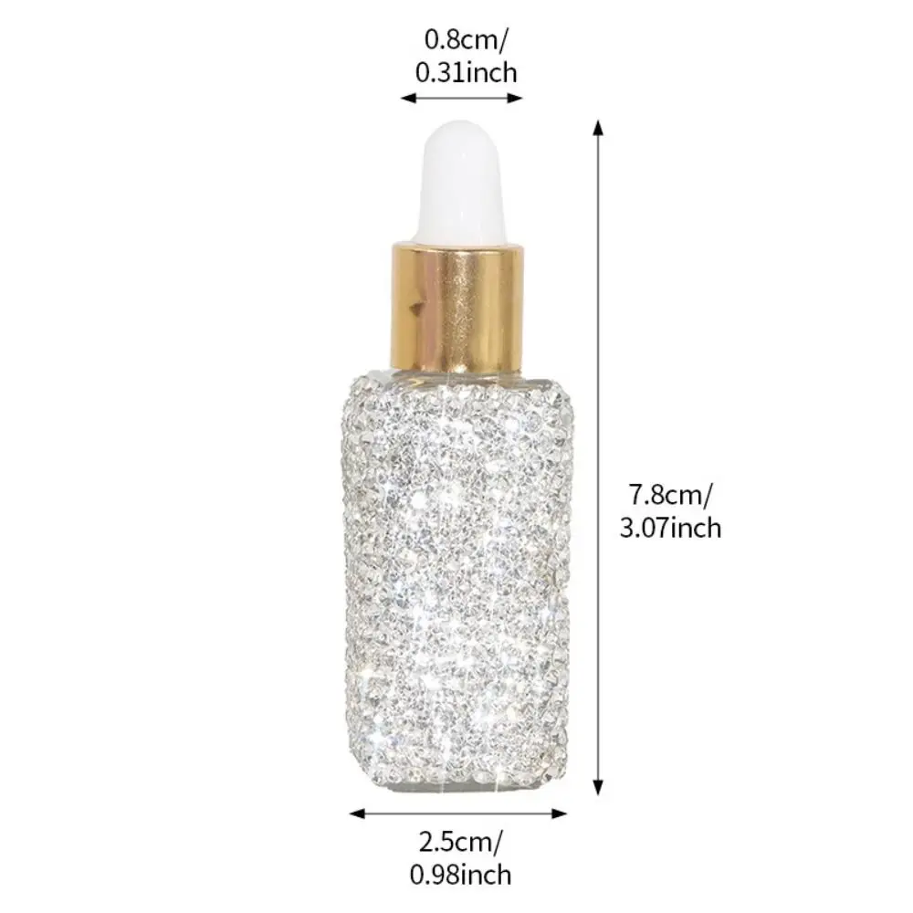 Botella vacía con diamantes de imitación brillantes, Mini botellas cuentagotas creativas ostentosas, viales de aceite esencial recargables de cristal