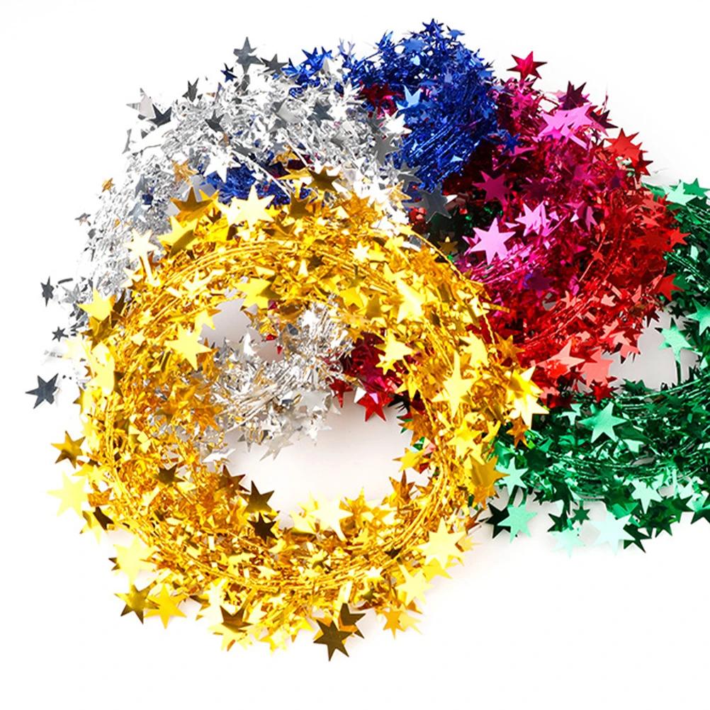 

6pcs Hanging Garland Star String Garlands Decor Tinsel Wire Party Wedding Festival Decoration Ornaments