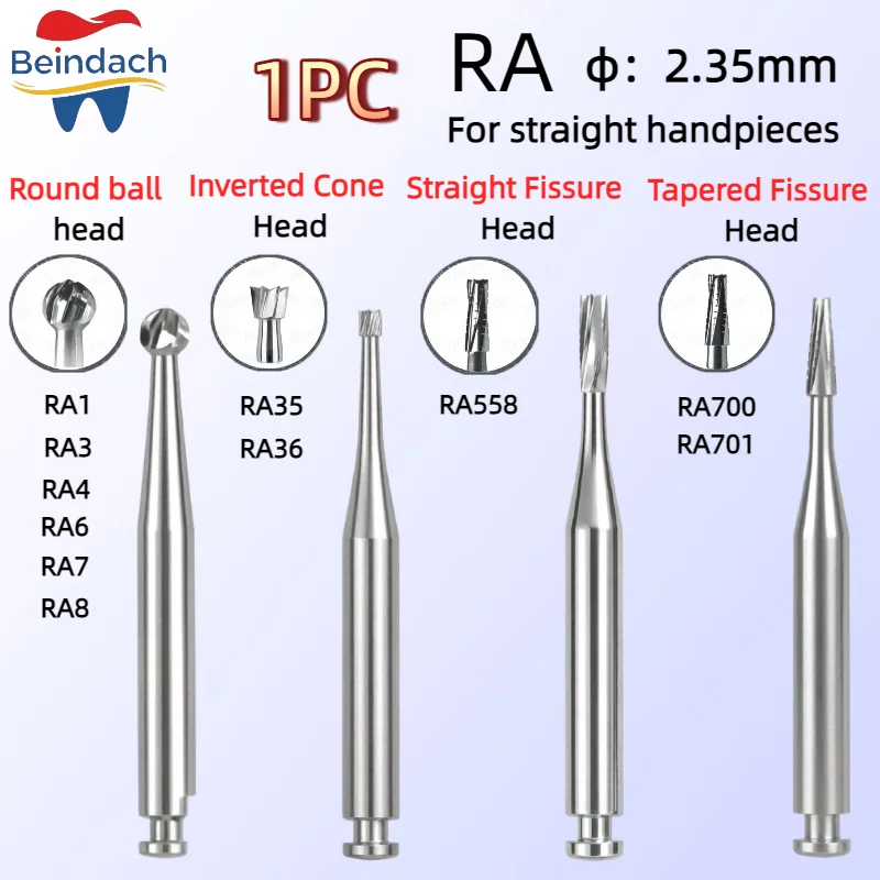 

1pc Dental Tungsten Carbide Burs for Low Speed Handpiece RA Burs Dentistry Tapered Fissure Head Straight Fissure Head 2.35mm