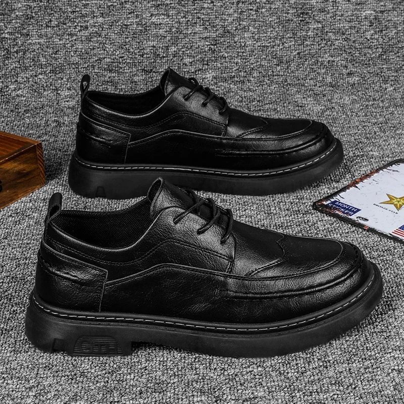 

Men's business leather shoes four season soft sole non-slip black fashion casual classic leather shoes men's Lace up dress shoes