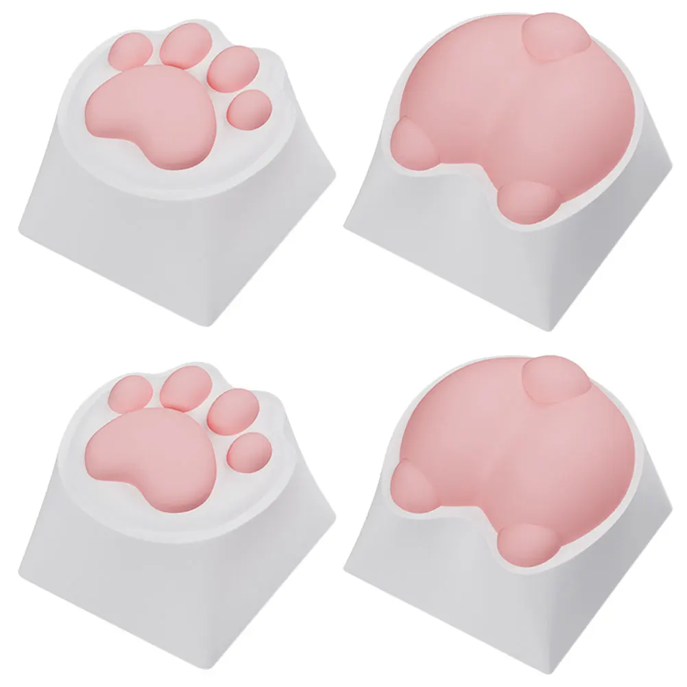 

4pcs Cat Paw Cute Mechanical Comfortable Silicone Resin Keycaps For Gaming Keyboard Long Lasting Replacement Keyboard