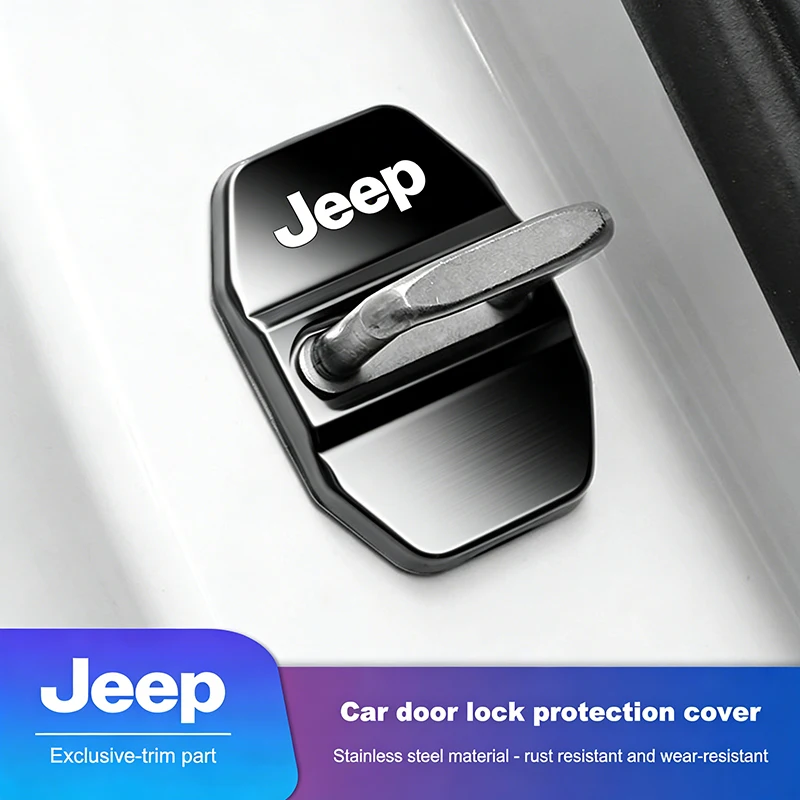 Jeep tampa da fechadura da porta do carro trava amortecedor capa protetora para jeep grand cherokee wrangler jk gladiador compass renega