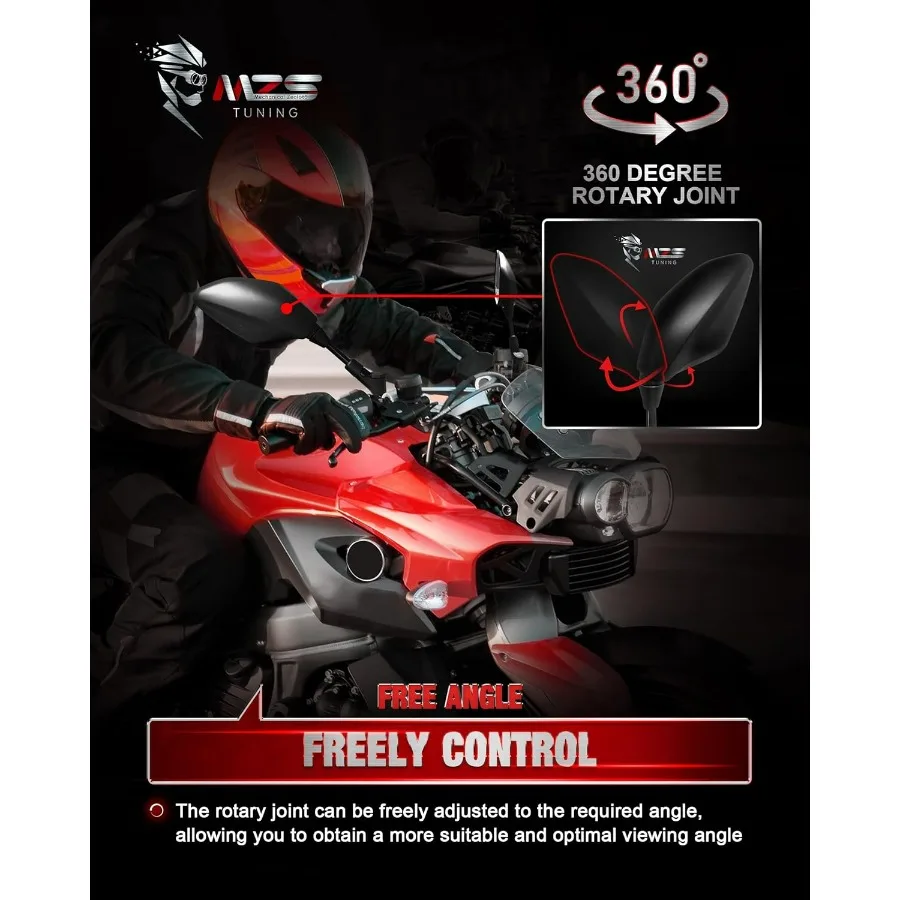 Motorcycle Mirrors Rear View Side 8MM 10MM Black Universal Compatible with Street Dirt Bike Quad Adventure Scooter Coolster Mope