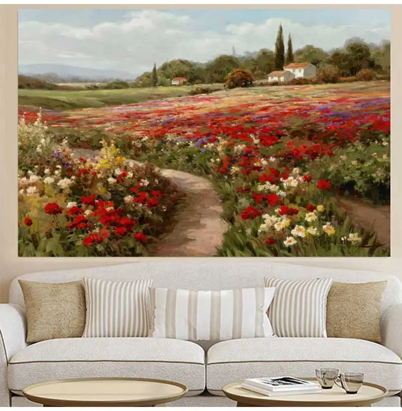 Claude Monet Poplars Poppy fields Landscape Impressionist Oil Painting on Canvas Posters and Prints Wall Picture for Living Room