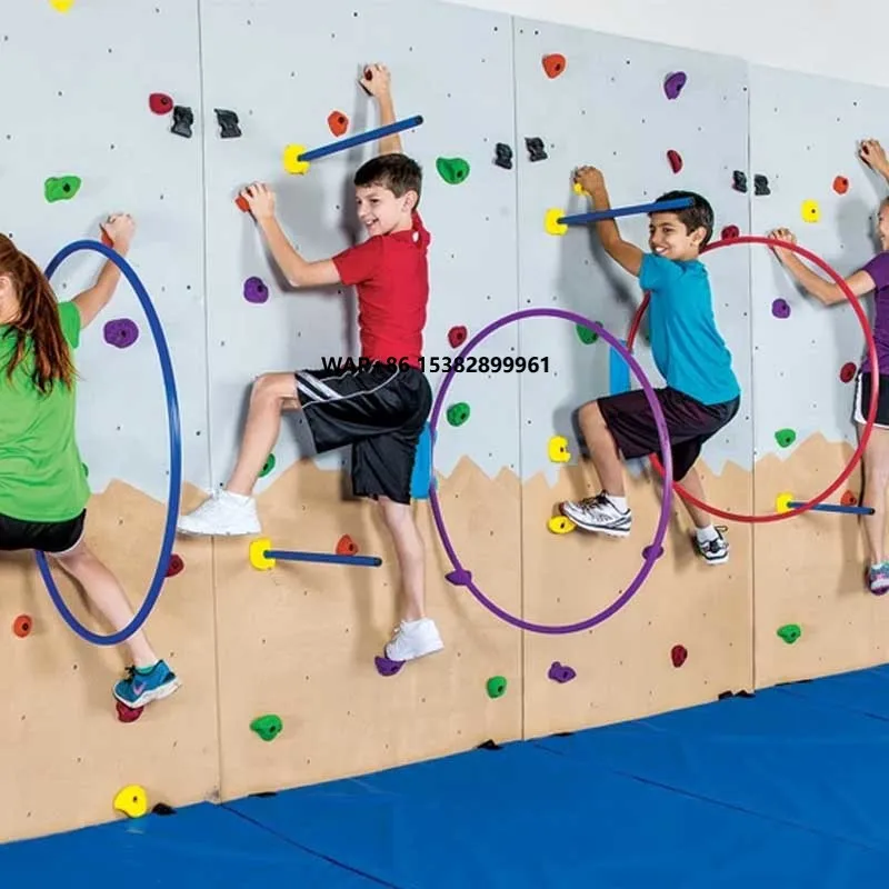 Wall Climbing Indoor PVC Kids Rock Climbing Wall Playground Equipment for Amusement Park and Trampoline Park Facilities
