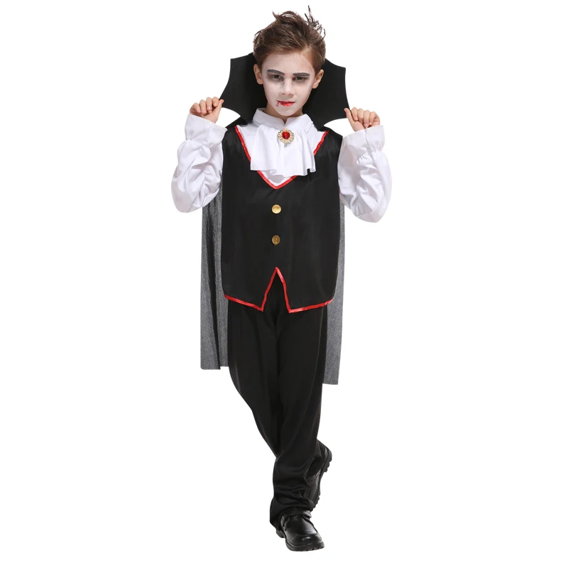 Kids Child Scary Gothic Boys Vampire Dracula Costumes Halloween  Carnival Role Play Horrible Party Dress Up