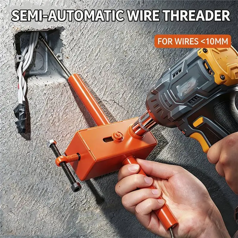 AWAH Semi-Automatic Wall Wiring Machine Electric Drill Threading Device Compact Cable Puller For Construction Conduit Pipe