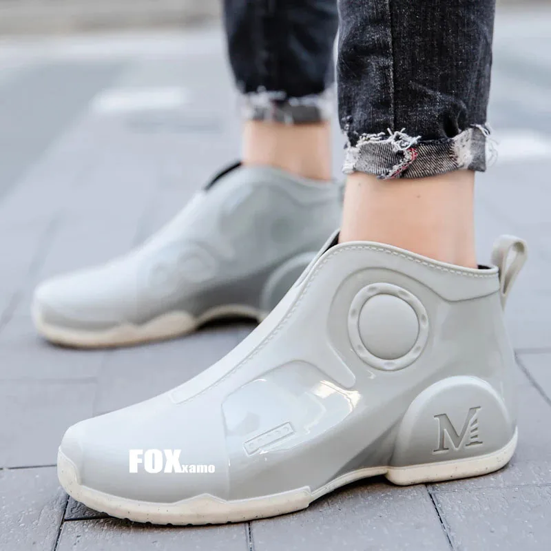 2023 Men Outdoor Fishing Shoes Punk Ankle Rubber Boots Waterproof Strong Blocking Water Shoes Cycling Kitchen Shoes Size 39-44