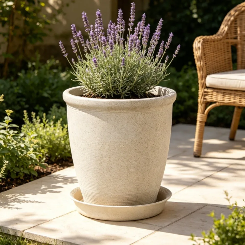 10 Inch For Garden Plant Containers with Saucer Offering Thermal Stability and Moisture Retention for Seasonal Plant Care