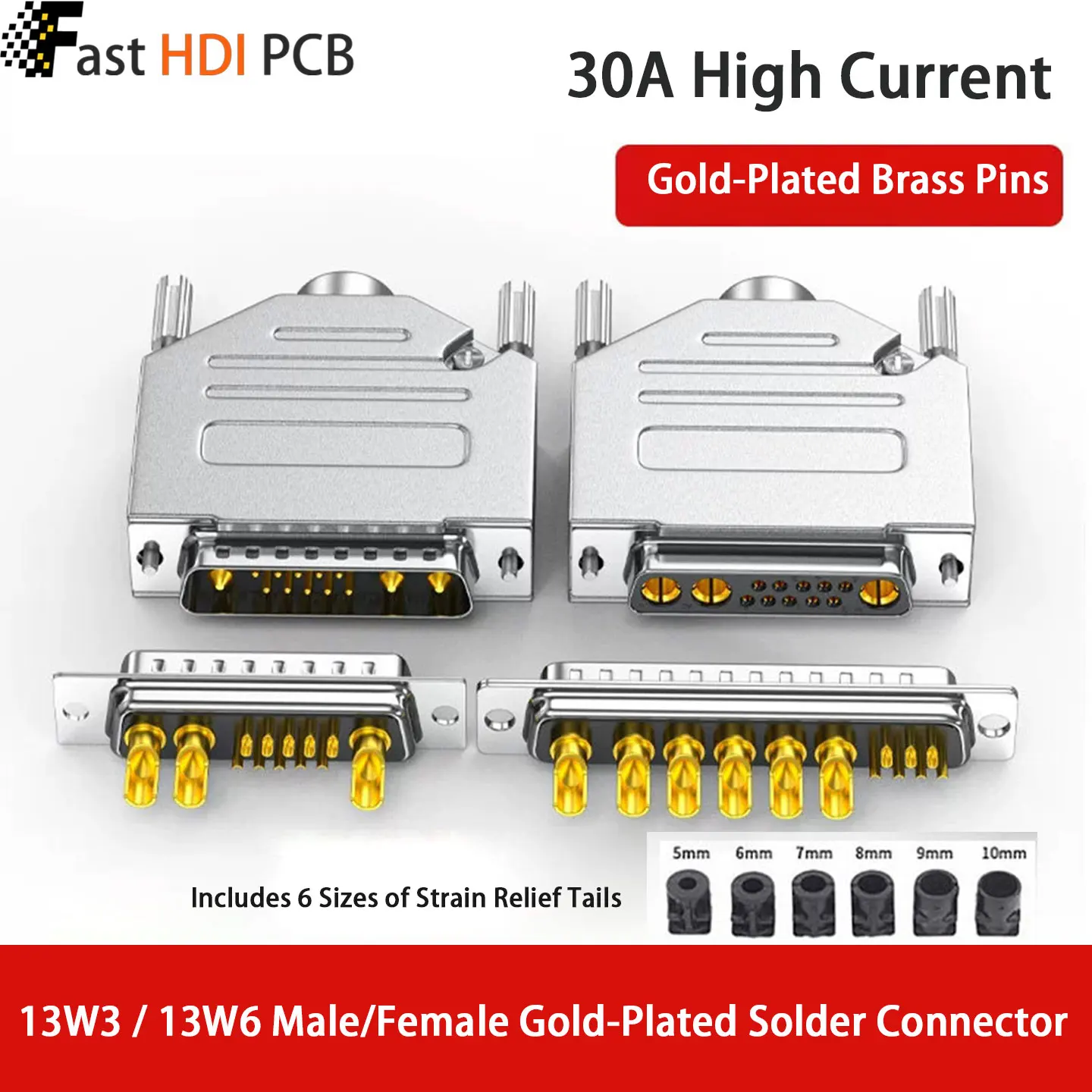 13W3 13W6 High Current Mixed Connector Hybrid D-Sub Power Signal Gold Plated Solid Pin for Industrial Equipment CAN Bus PLC