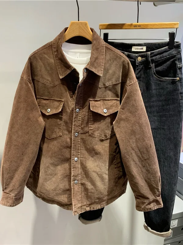 

Легкая мужская куртка из искусственного бархата с воротником-стойкой, стеганая, теплая, повседневная, из смесового хлопка, с длинными рукавами, на пуговицах