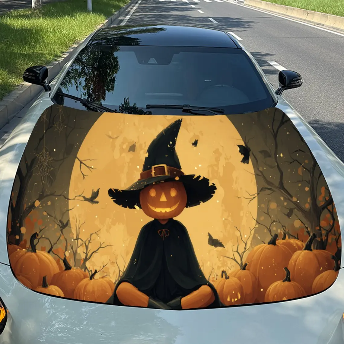 ملصق يلتف من الفينيل بغطاء محرك السيارة على شكل يقطين داكن، ملصق غطاء تلقائي عصري، ملصق سيارة ذاتي اللصق مقاوم للماء، النمل #1