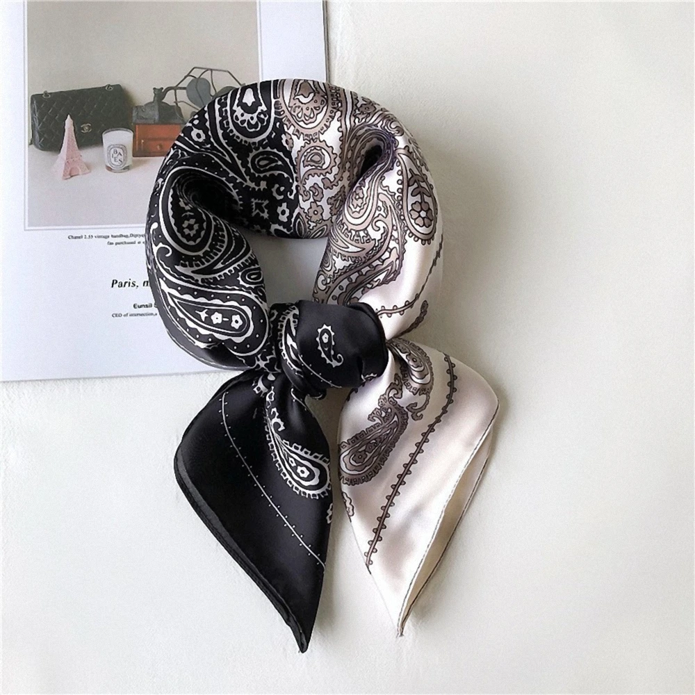 Luxury Print Spring Neck Tie Shawl 2026 Silk Square Scarf Women Wraps Female 70cm Hair Hand Wrist Headkercheif Hijab Bandana 2