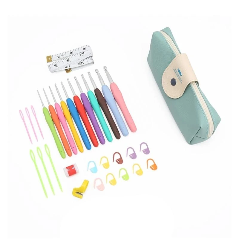 62KD Ergonomic Crochet Hook Set with Storage Case for Arthritic Hands, Ergonomic Soft Grip Handles, Crochet Kits for Beginner