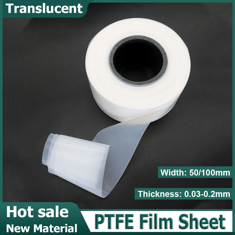 1-5M Thickness 0.03/0.05/0.08/0.1/0.2mm PTFE Film Sheet Width 50/100mm Translucent High Temp Plate Plastics Corrosion Resistant