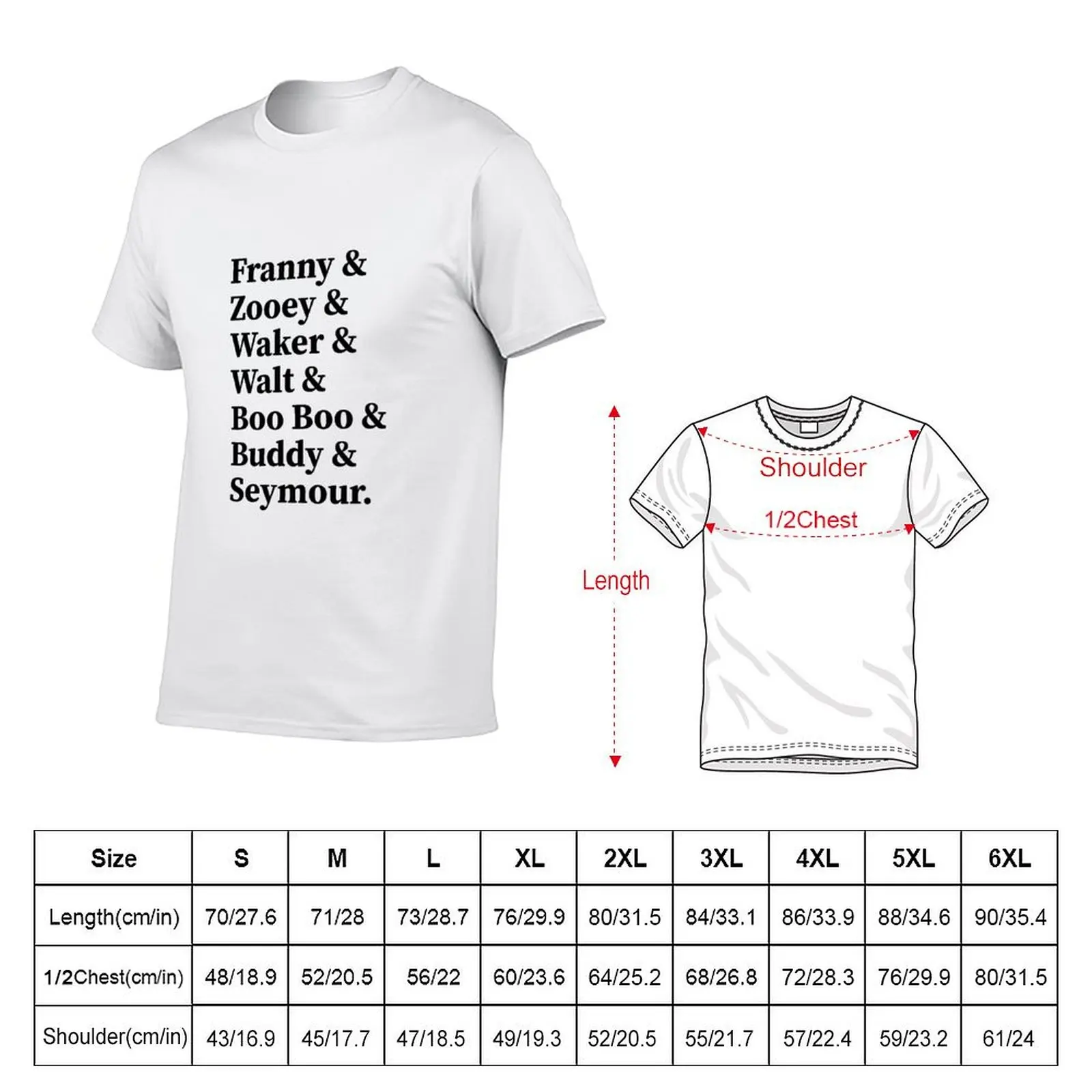 Franny & Zooey & Waker & Walt Boo Boo Buddy Seymour. J.D. Salinger T-Shirt Relaxed Casual Short Sleeve Tee