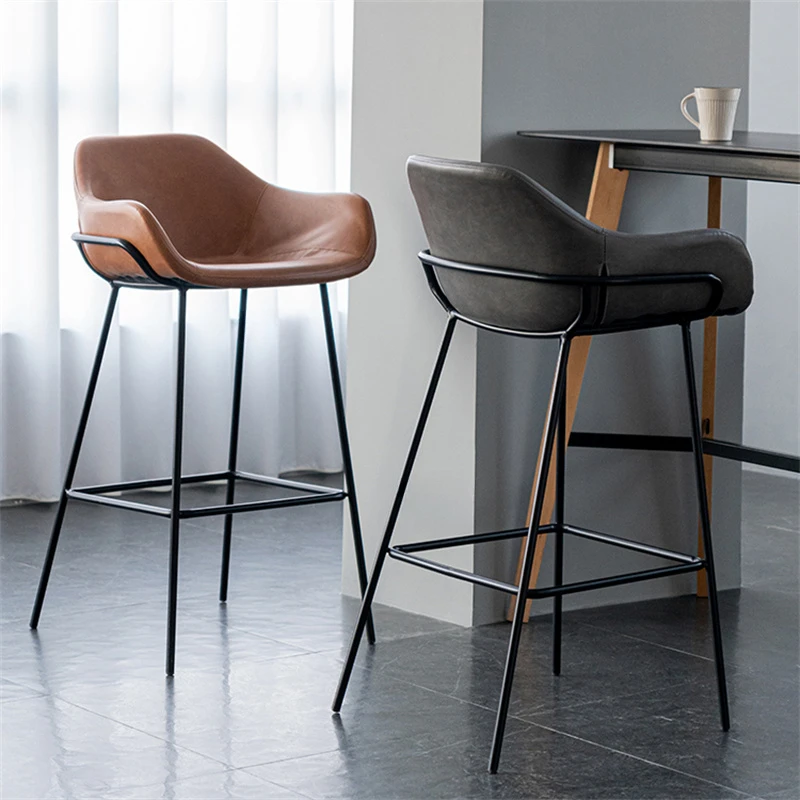 

Nordic Kitchen Retro Bar Chairs Stools Backrest Household Modern Minimalist High Bar Chair Leisure Barkrukken Furniture WZ