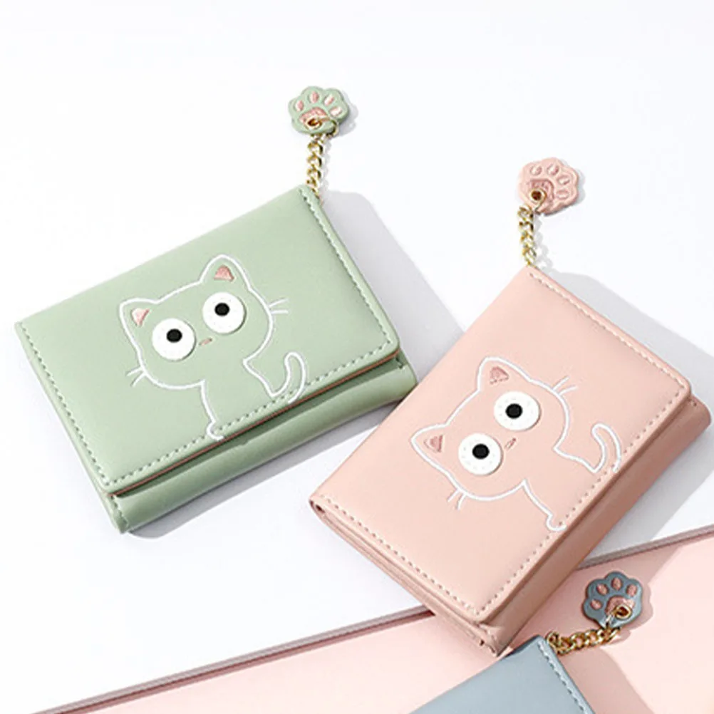 

Small Change Purse for Girls Lovely Cat Design Wallet Compact Coin Bag with Zipper Multi-Compartment Organizer Pouch for Daily