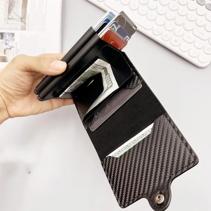 【xxx】 Capacity Double Layer ID Credit Card Holder Anti Rfid Blocking Protected Magic Wallet For Men Carbon Fiber Cardholder Case