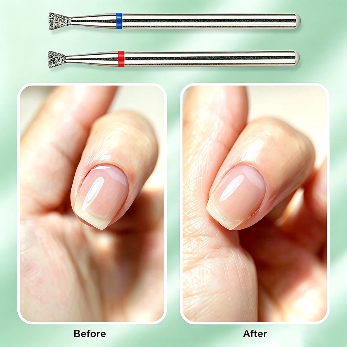 2PCS Inverted Tapered Cuticle Clean Nail Drill Bit 3/32'', Safety Diamond Bit for Nail Prep, Electric File Nail Salon Manicure