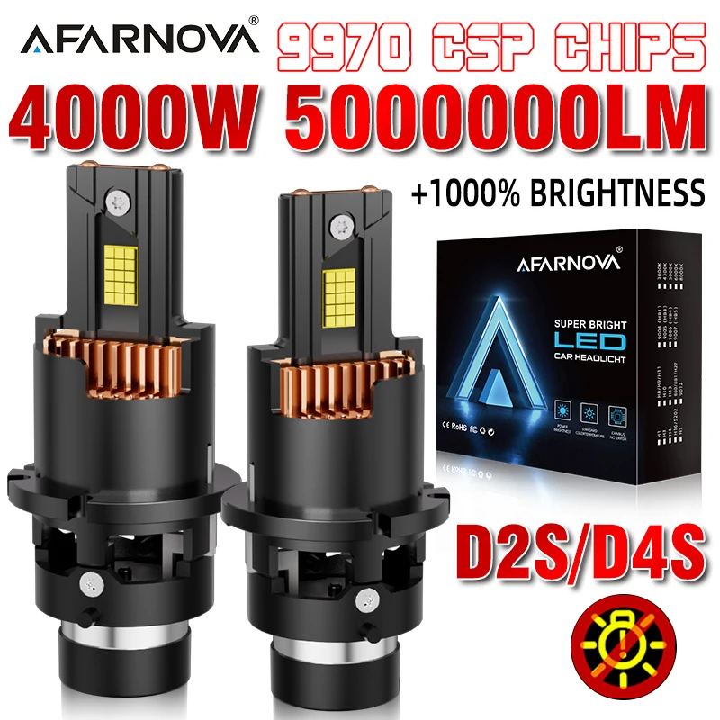 

D2S D4S D2R D4R Светодиодная автомобильная фара Canbus 4000 Вт Ксеноновые лампы HID D1S D3S D1R D3R 5000000LM Высокая мощность 6500K Автоматическая турбо-лампа